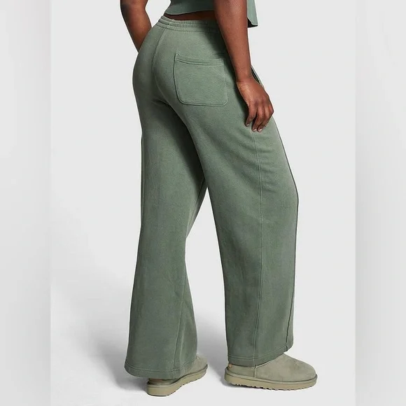 PINK Victoria's Secret Green Wide Leg Pants - Picture 2 of 7